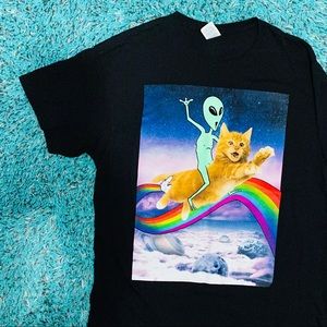 Alien / Cat Adult Unisex T-Shirt